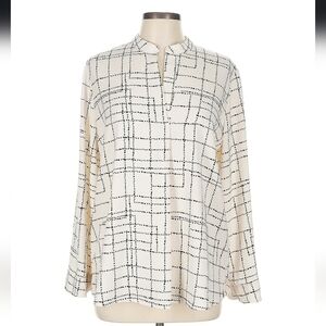 Prologue • Cream and Black Checkered Blouse, Size XS